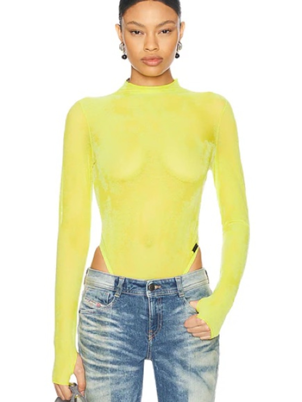 DIESEL x SAVAGE FENTY by RIHANNA Long Sleeve teddy yellow mesh size small